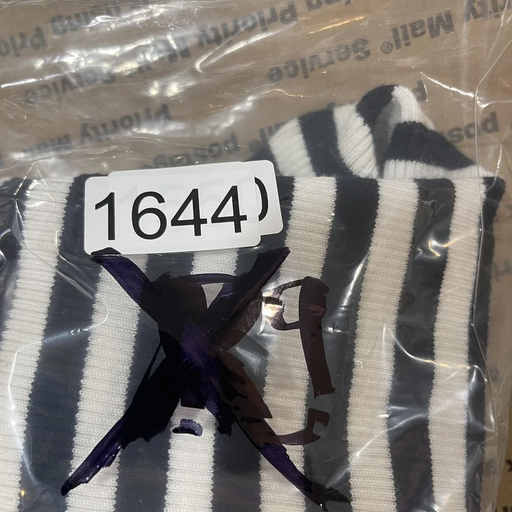 Michael Michael Kors‎ Sweater Womens Medium Black White Ribbed Striped Crewneck